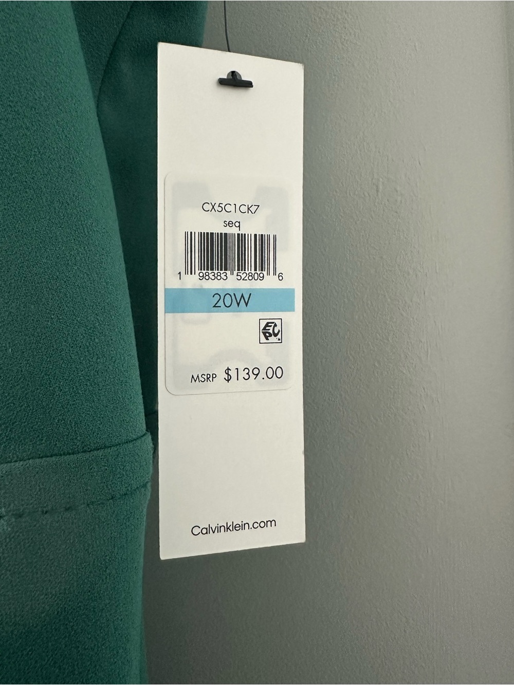 💚 NWT! Green CALVIN KLEIN Crewneck Sleeveless Shift Dress - Size 20W - Picture 6 of 10